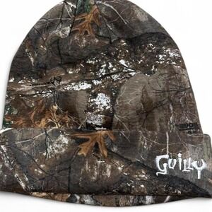 Vtg Y2K Guilty USA Realtree Camo Cuffed Beanie Skully Goth Script embroidered